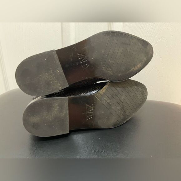 Zara Womens Ankle Boots Western Snake Print Size UK 38 US 7 Studed Pull On - Picture 5 of 7